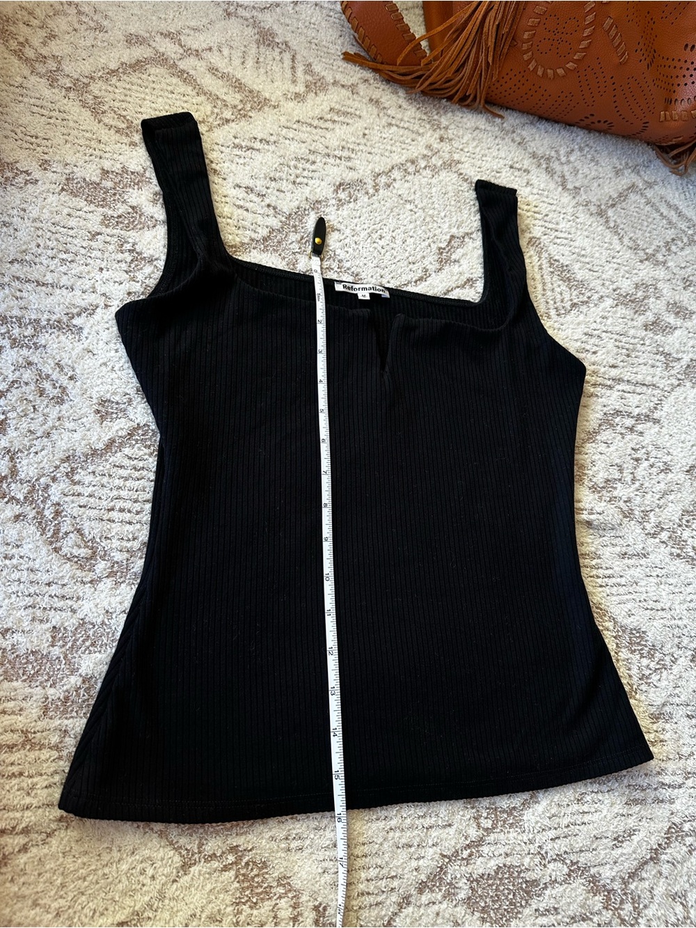 Reformation Black Ribbed Sculpting Tank Top Medium Double Layer Hourglass - Picture 3 of 7